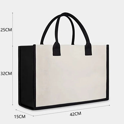 Letter Canvas Bag Women Hit Color Simple Shoulder Shopping Tote Handbag