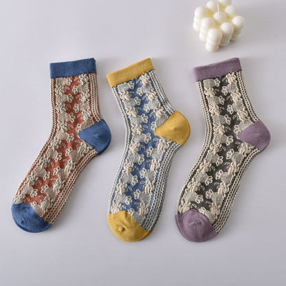 Black Friday Sale 50%OFF-5 paires de chaussettes vintage en coton gaufré pour femmes