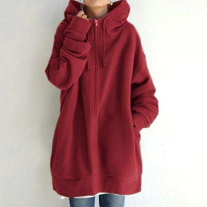 💥Hot Sale，Sold 10000+💥Women's Autumn/Winter Sweater Zipper Hooded Long Plus Cashmere Sweater