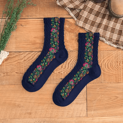 Damensocken mit Vintage-Stickerei und Blumenmuster (🎁Neujahrsverkauf)-A*