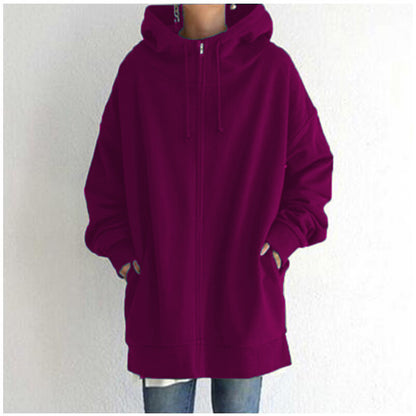 💥Hot Sale，Sold 10000+💥Women's Autumn/Winter Sweater Zipper Hooded Long Plus Cashmere Sweater