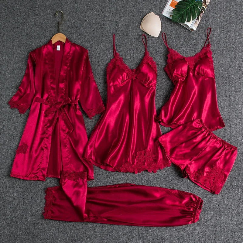 Silk 5 Piece Pajama Set