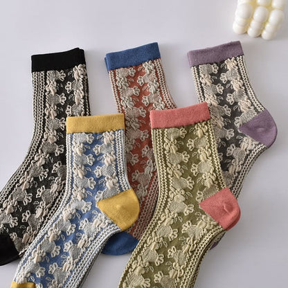 Black Friday Sale 50%OFF-5 paires de chaussettes vintage en coton gaufré pour femmes