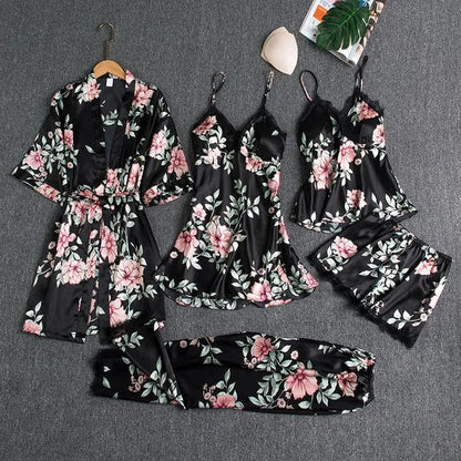 Silk 5 Piece Pajama Set