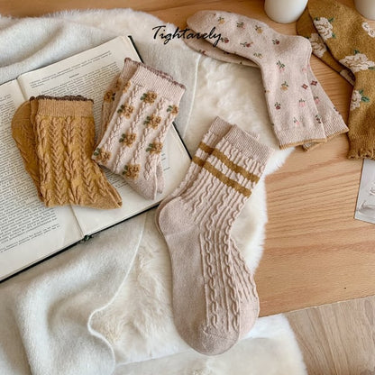 Damensocken mit Vintage-Stickerei und Blumenmuster (🎁Neujahrsverkauf)-K*