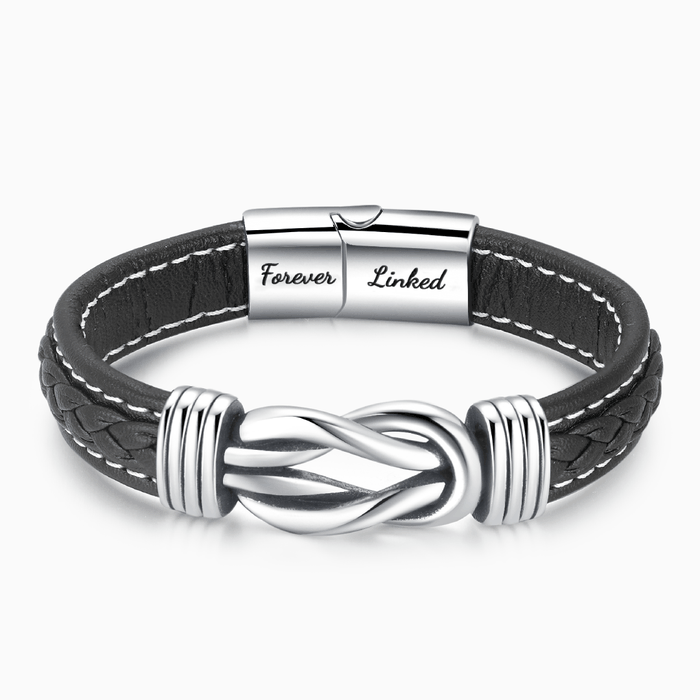 Bracelet en cuir tressé "Mère et fille liées pour toujours" 