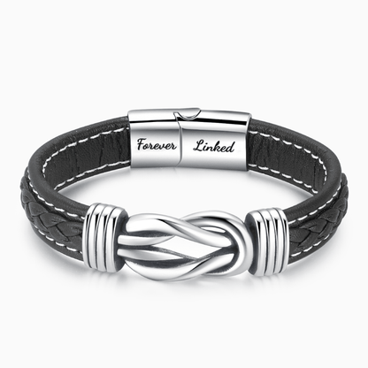 Bracelet en cuir tressé "Mère et fille liées pour toujours" 