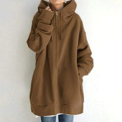 💥Hot Sale，Sold 10000+💥Women's Autumn/Winter Sweater Zipper Hooded Long Plus Cashmere Sweater