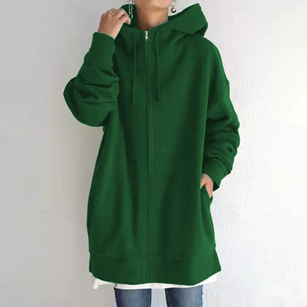 💥Hot Sale，Sold 10000+💥Women's Autumn/Winter Sweater Zipper Hooded Long Plus Cashmere Sweater