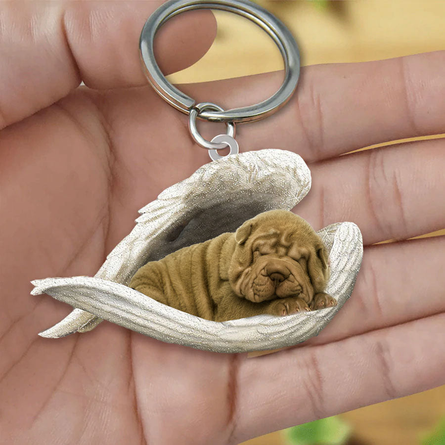 Chinese Shar Pei Sleeping Angel Acrylic Keychain