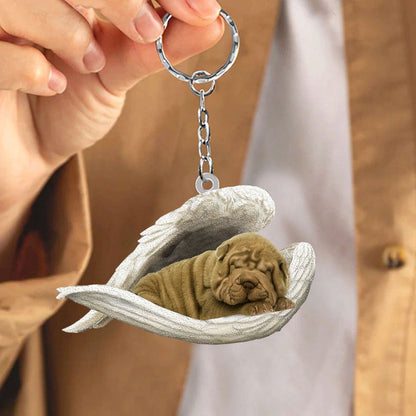 Chinese Shar Pei Sleeping Angel Acrylic Keychain