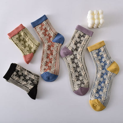 Black Friday Sale 50%OFF-5 paires de chaussettes vintage en coton gaufré pour femmes