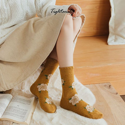 Chaussettes vintage brodées à fleurs pour femmes (🎁Vente du Nouvel An) -K*