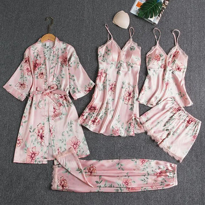 Silk 5 Piece Pajama Set