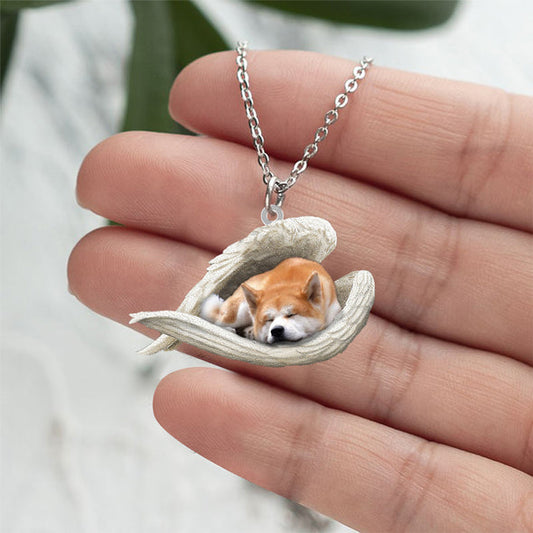 Akita Inu Sleeping Angel Stainless Steel Necklace