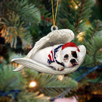 America Bulldog Sleeping Angel Christmas Ornament