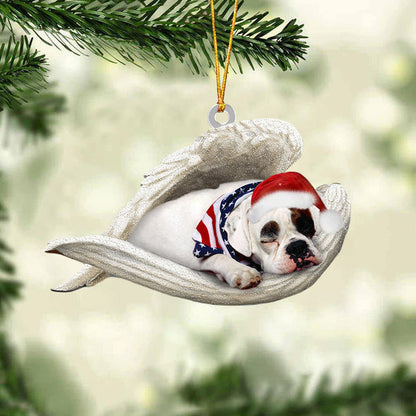 America Bulldog Sleeping Angel Christmas Ornament