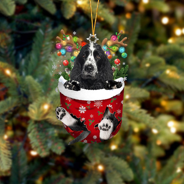 Cocker Spaniel 1 In Snow Pocket Christmas Ornament