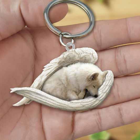 American Eskimo Sleeping Angel Acrylic Keychain