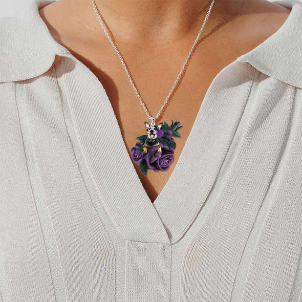 Australian Cattle In Purple Rose Stainless Steel Necklace