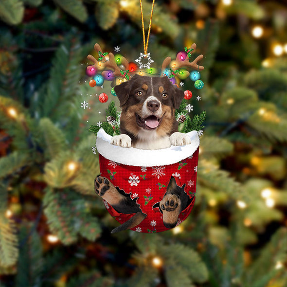 Australian Shepherd 3 In Snow Pocket Christmas Ornament