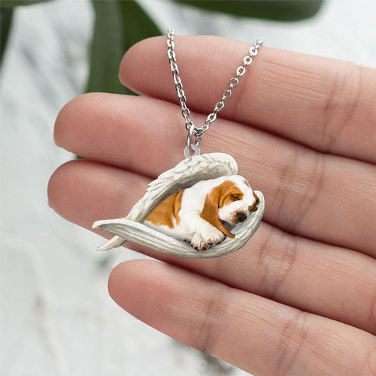 Basset hound Sleeping Angel Stainless Steel Necklace