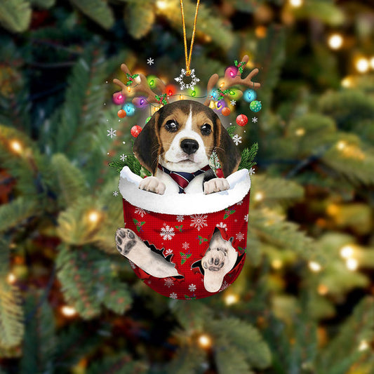 Beagle im Schnee-Taschen-Weihnachtsschmuck 