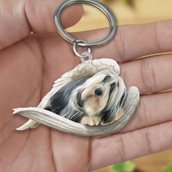 Bearded Collie Sleeping Angel Acrylic Keychain