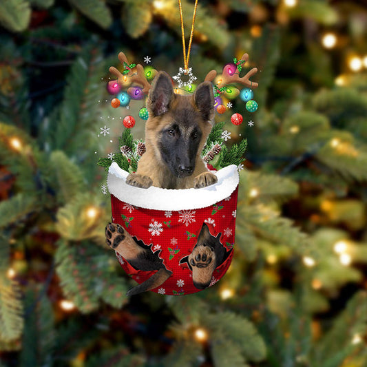 Belgian Tervuren In Snow Pocket Christmas Ornament