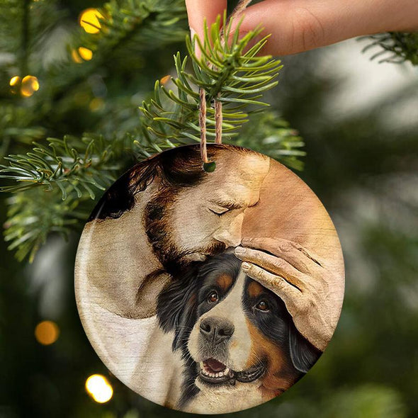 Bernese Mountain With Jesus Porcelain/Ceramic Ornament