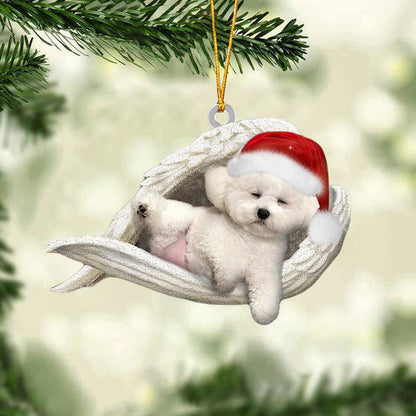 Bichon frise Sleeping Angel Christmas Ornament