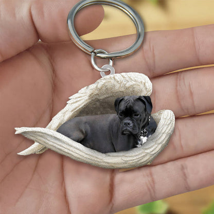 Black boxer Sleeping Angel Acrylic Keychain