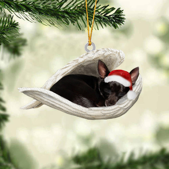 Black chihuahua Sleeping Angel Christmas Ornament