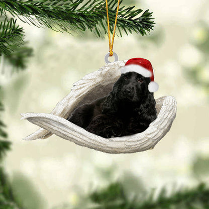 Black cocker spaniel Sleeping Angel Christmas Ornament