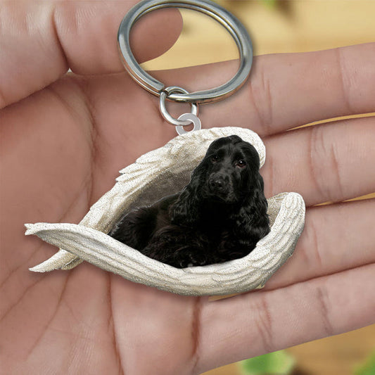 Black cocker spaniel Sleeping Angel Acrylic Keychain