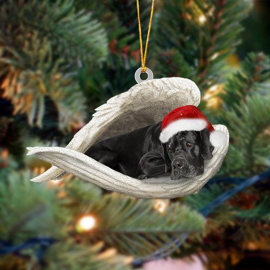 Black great dane Sleeping Angel Christmas Ornament