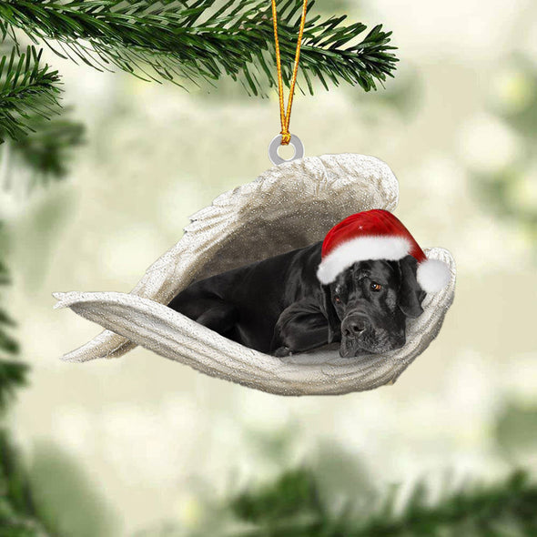 Schwarze Deutsche Dogge Schlafender Engel Weihnachtsschmuck 