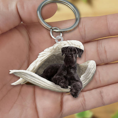 Black schnauzer Sleeping Angel Acrylic Keychain