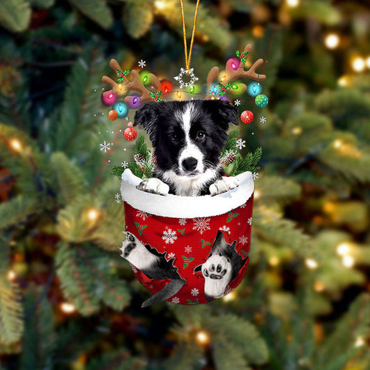 Border Collie im Schnee Taschen-Weihnachtsschmuck 