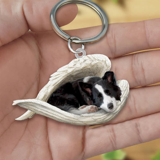 Border collie Sleeping Angel Acrylic Keychain