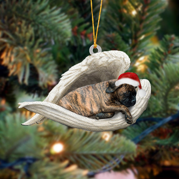 Brindle Boxer1 Sleeping Angel Christmas Ornament