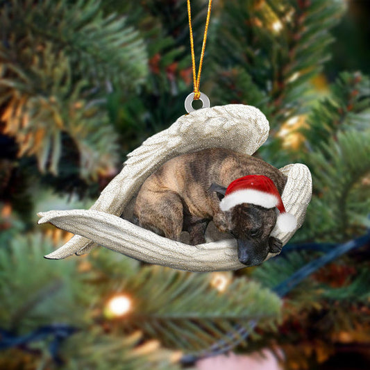 Brindle Staffy Sleeping Angel Christmas Ornament