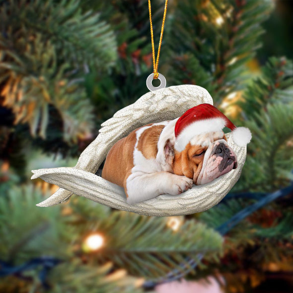 Ornement de Noël Ange endormi bouledogue 