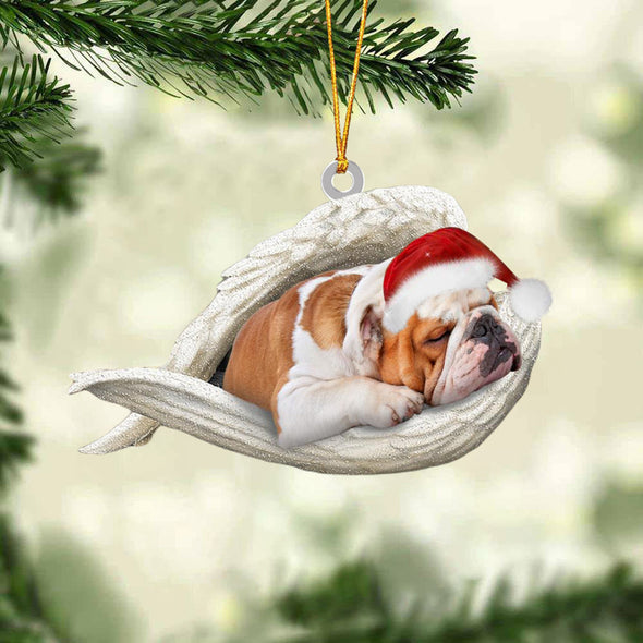 Ornement de Noël Ange endormi bouledogue 