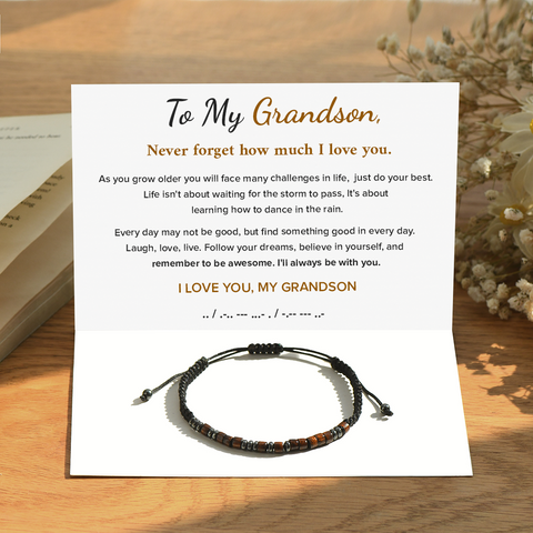 „To My Grandson, I Love You“-Morse-Code-Armband