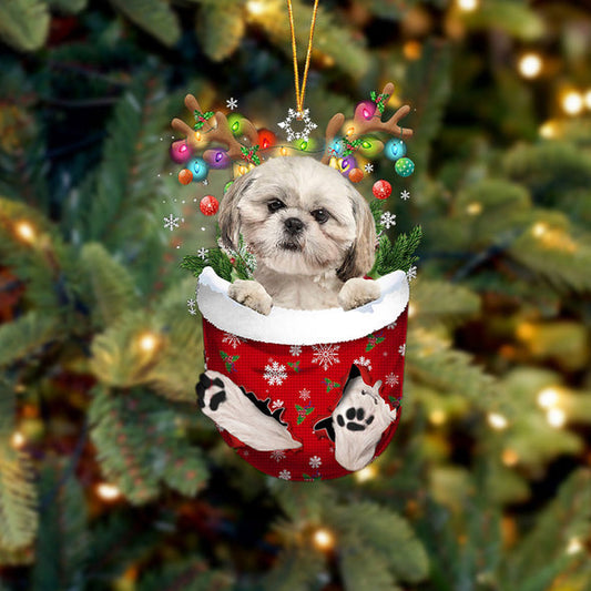 CREME Shih Tzu im Schnee-Taschen-Weihnachtsschmuck 