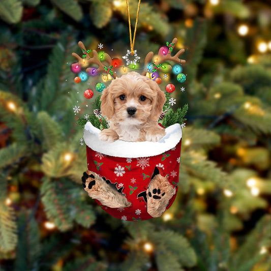 Cavachon 1 In Snow Pocket Christmas Ornament