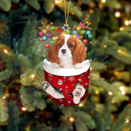 Cavalier King Charles Spaniel 1 im Schnee Taschen-Weihnachtsschmuck 