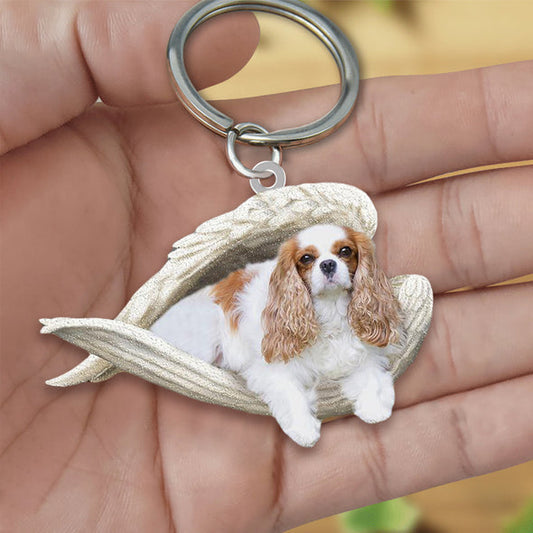 Cavalier King Charles Spaniel Sleeping Angel Acrylic Keychain