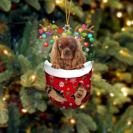 Cavalier King Charles Spaniel 4 In Snow Pocket Christmas Ornament